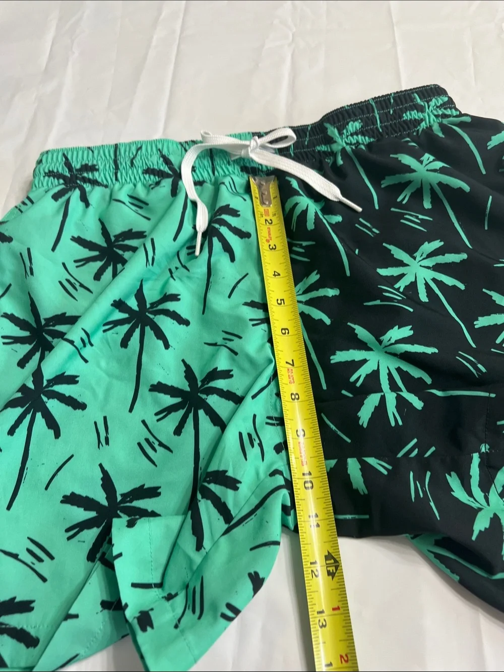 Chubbies Two-Tone Mint and Black Palm Swim Shorts